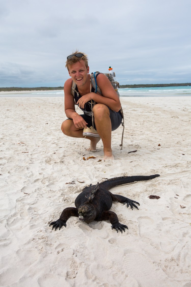 Will with a Marine Iguana